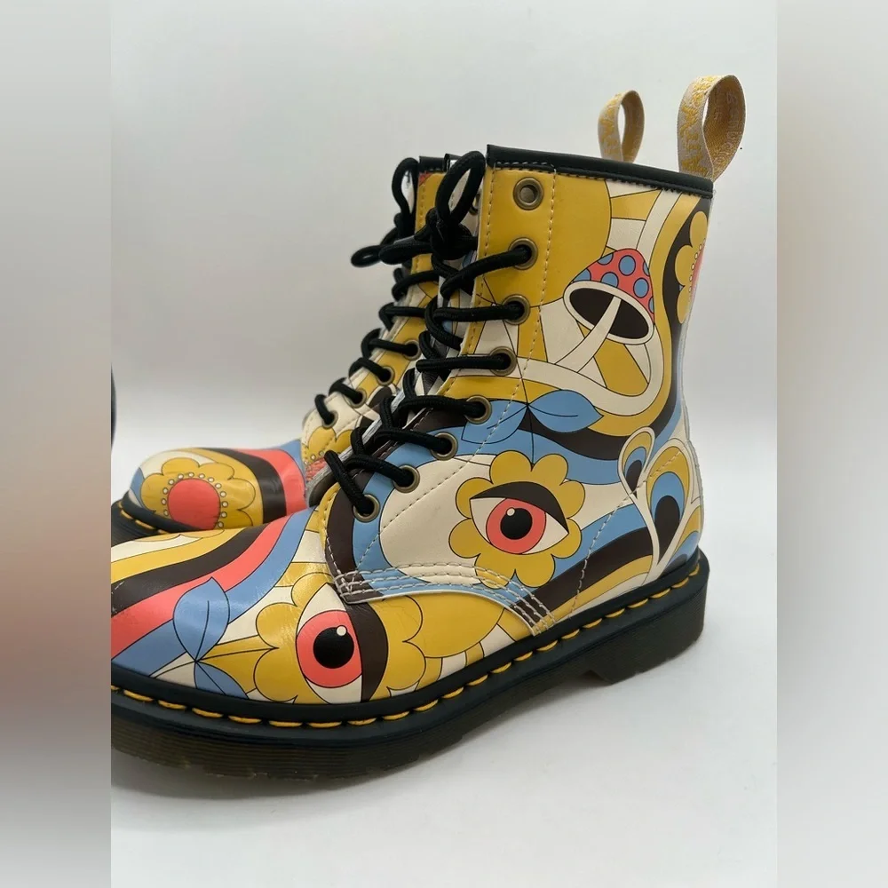 RARE Dr. Martens Vegan Leather 1460 Retro Kemble Lace Up Boots Combat Size 7 Y2K - Picture 9 of 14